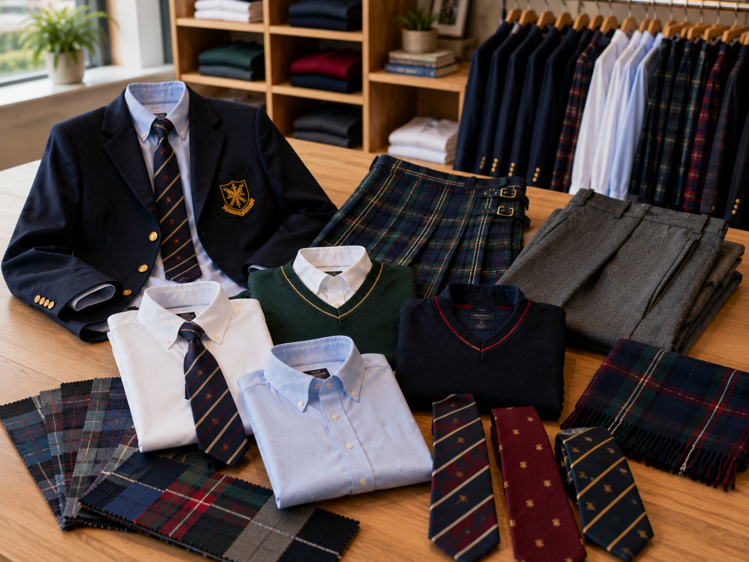 Assortiment d’uniformes scolaires habillés