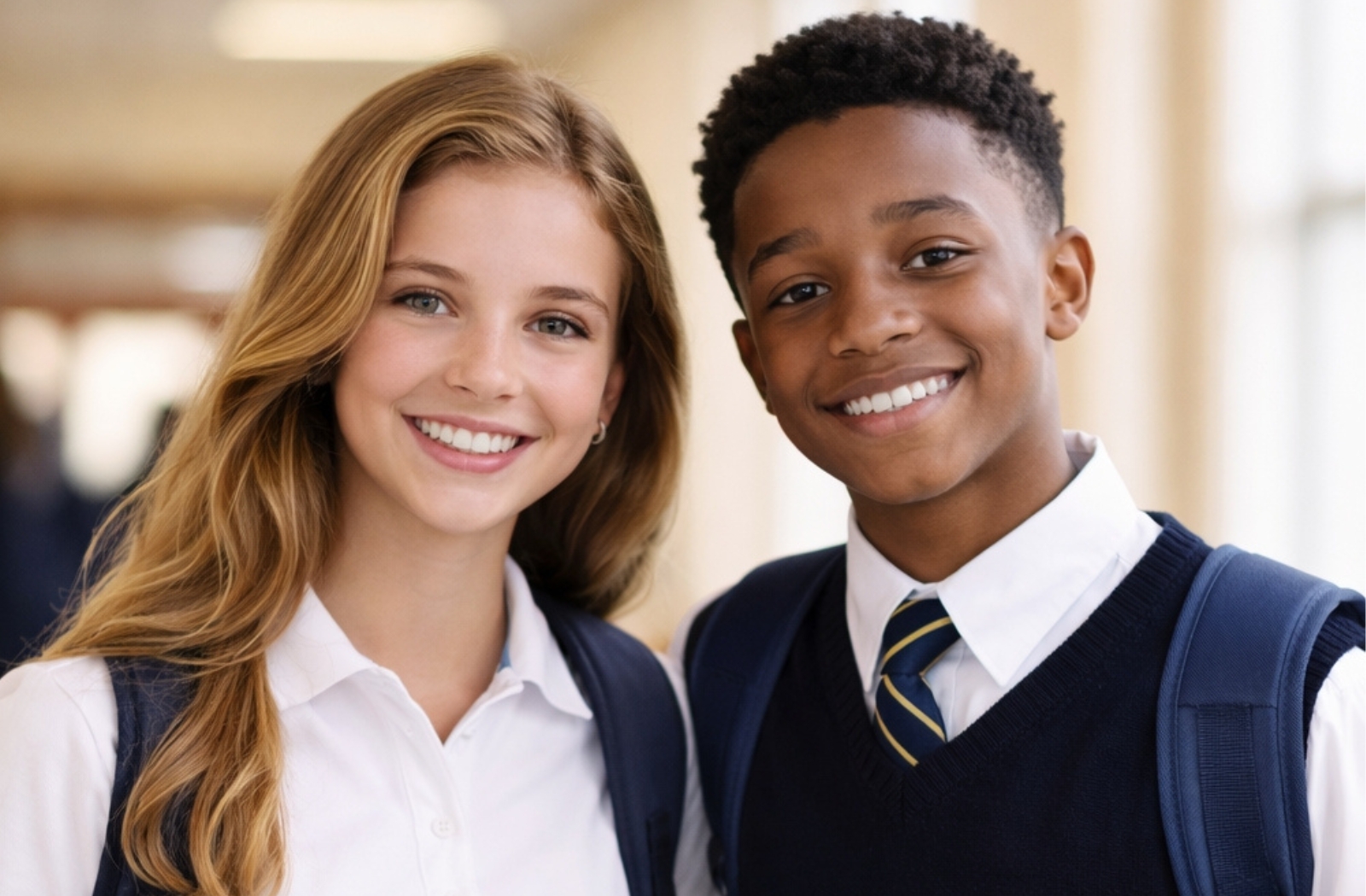Élèves portant des uniformes scolaires sur un campus canadien